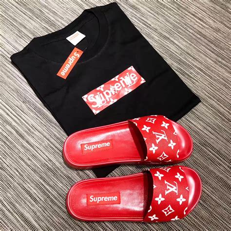 red supreme louis vuitton slides|louis vuitton tops.